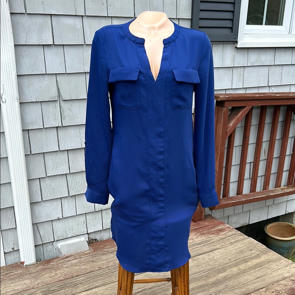 Adrienne Vittadini Blue Long Sleeve Sheath Dress-Size 4
